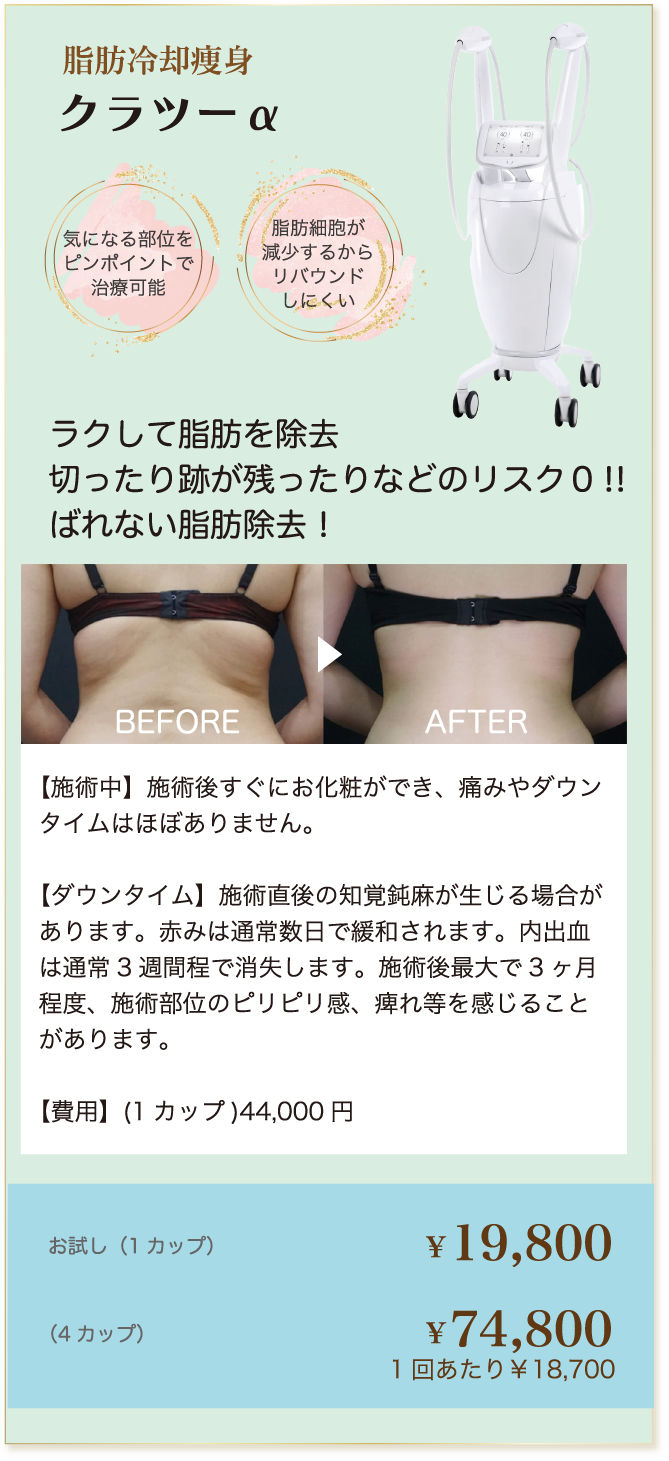脂肪冷却痩身クラツーα―