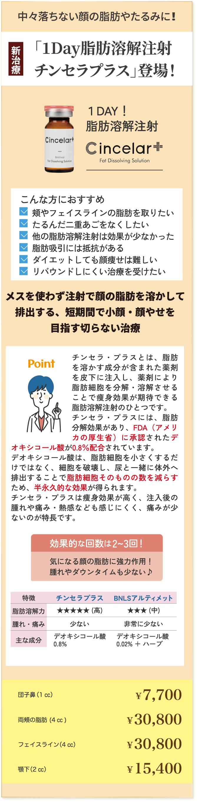 １day脂肪溶解注射チンセラプラス
